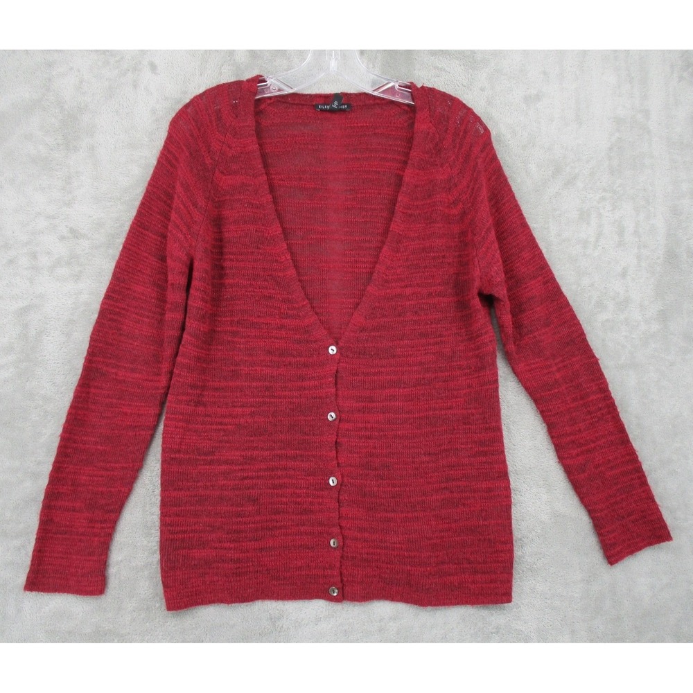 Eileen Fisher Sweater Medium Cardigan Alpaca Wool Blend Capsule Sustainable Red